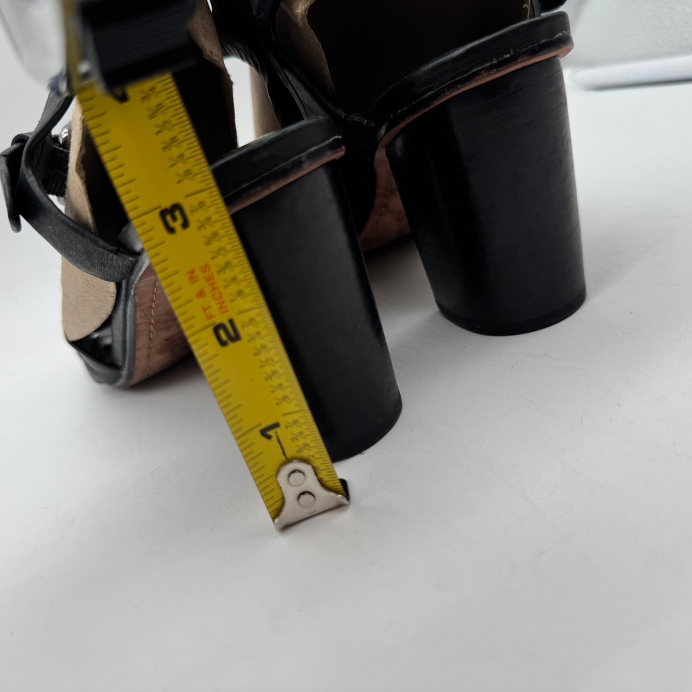 Coach Phoebe Women's Heeled Sandals Black Leather W/Black Chain Block Heel 6 - Picture 5 of 7